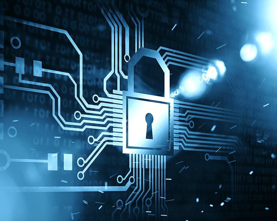 Digital padlock representing cyber security